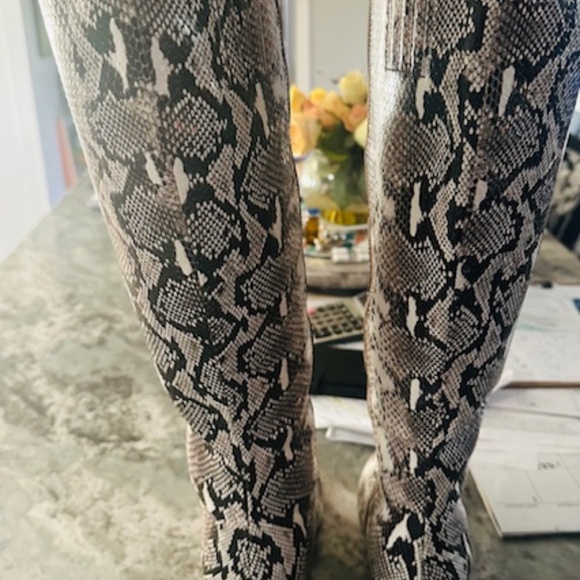 Unbranded Snake Print  Faux Leather Block Heel Boots NEVER WORN - BRAND NEW! 9 M - Picture 2 of 15